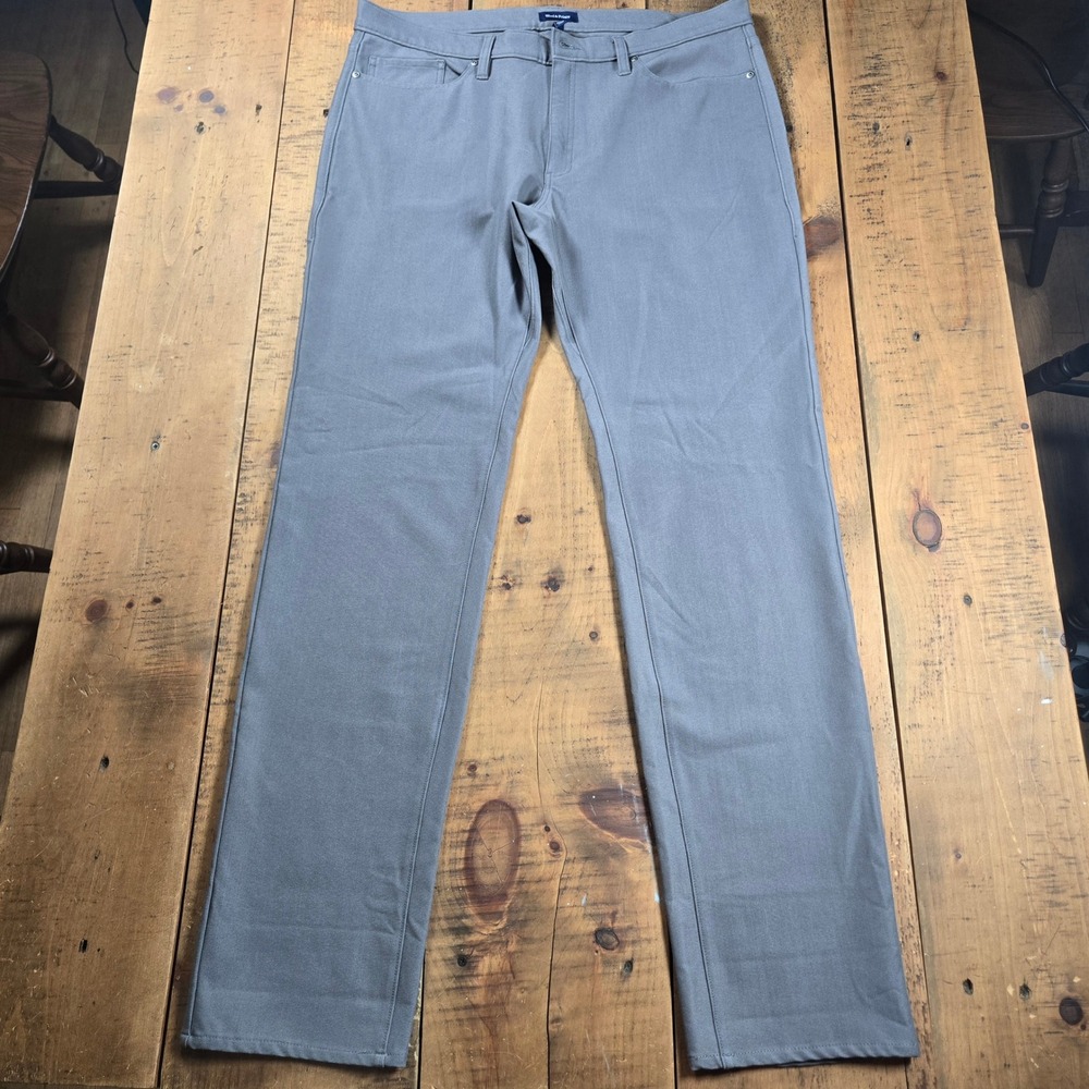 Wool & Prince Pants Mens 38x34 Gray Slim Fit Wool Blend Chino Stretch Casual